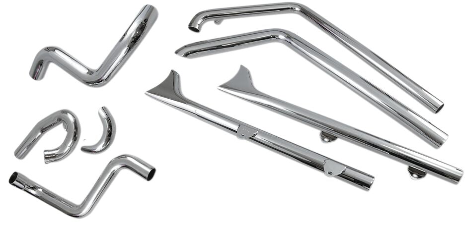 Bassani Xhaust Exhaust System True Duals W/ 30" Fishtail W/O Baffles Chrome Full Exhaust System Bassani Xhaust