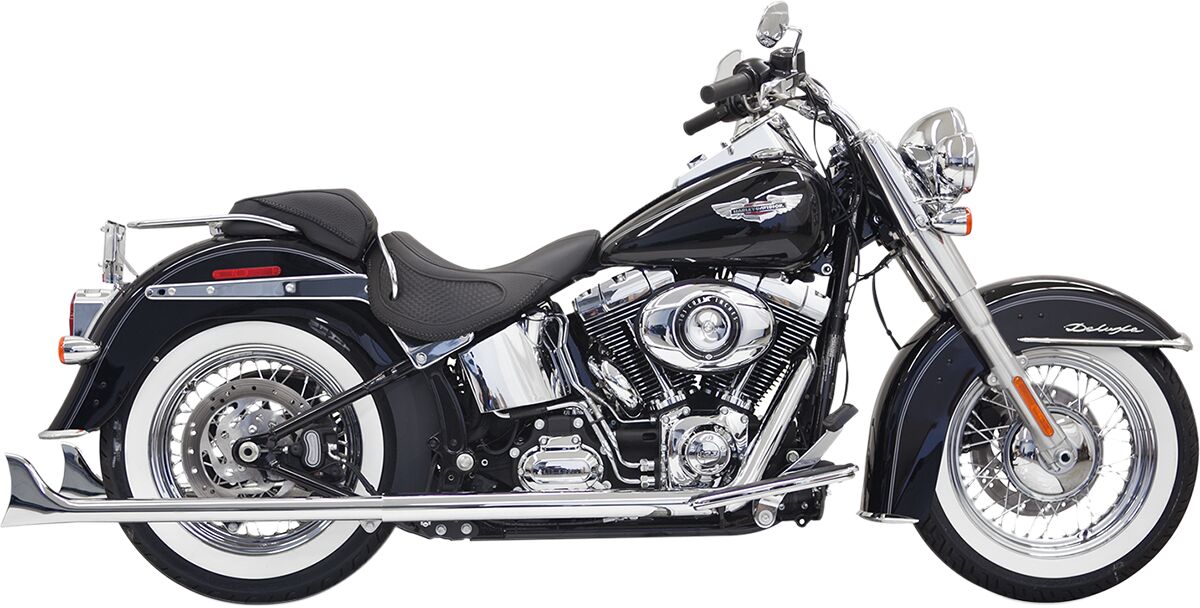 Bassani Xhaust True Duals 33" Long Fishtail Mufflers, Chrome - 07-15 Softail Full Exhaust System Bassani Xhaust
