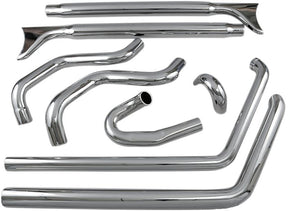 Bassani Xhaust True Duals 33" Long Fishtail Mufflers, Chrome - Softail (No Baffle) Full Exhaust System Bassani Xhaust