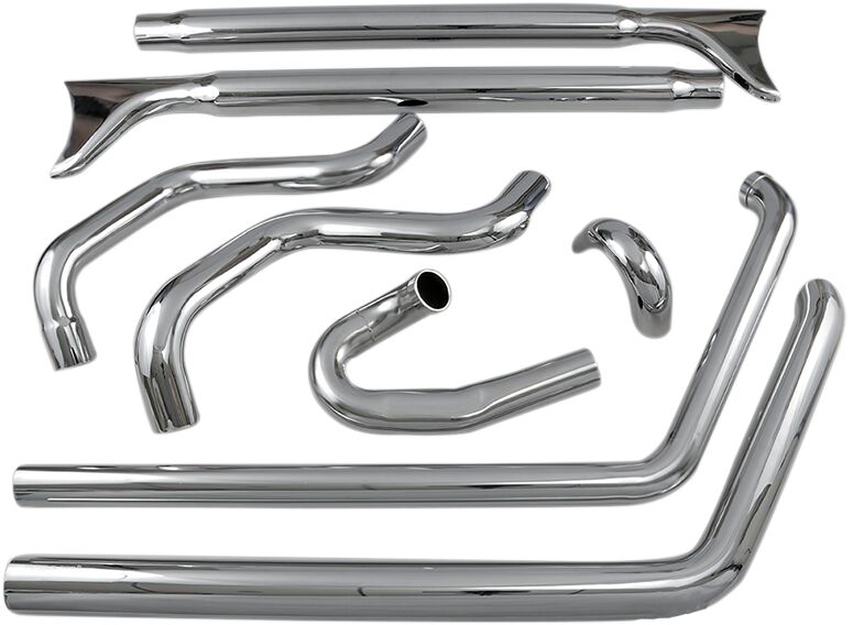 Bassani Xhaust True Duals 33" Long Fishtail Mufflers, Chrome - Softail (No Baffle) Full Exhaust System Bassani Xhaust