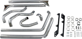 Bassani Xhaust True Duals 33" Long Fishtail Mufflers, Chrome - Softail (No Baffle) Full Exhaust System Bassani Xhaust