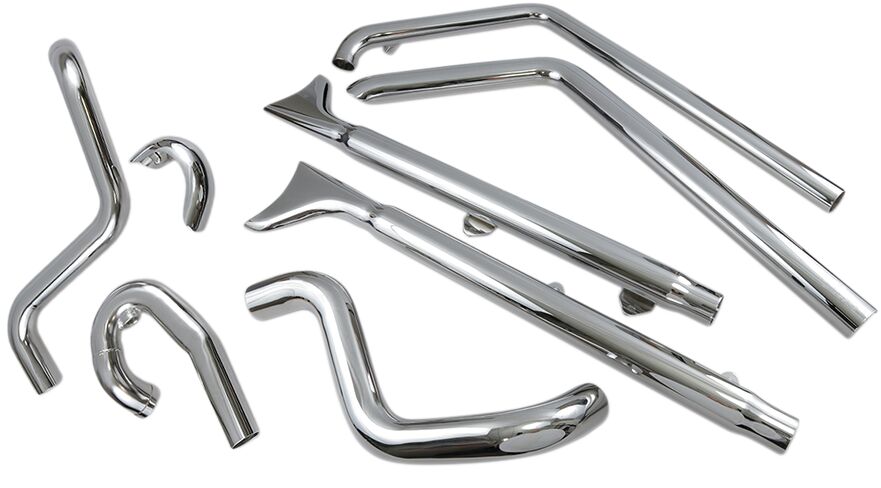 Bassani Xhaust True Duals 33" Long Fishtail Mufflers, Chrome - Softail Full Exhaust System Bassani Xhaust