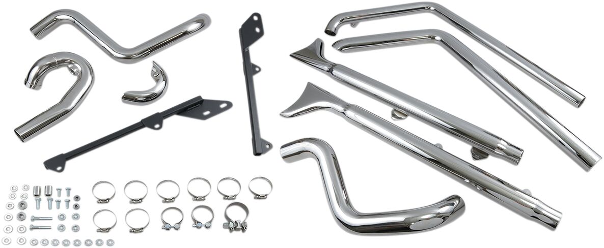 Bassani Xhaust True Duals 33" Long Fishtail Mufflers, Chrome - Softail Full Exhaust System Bassani Xhaust