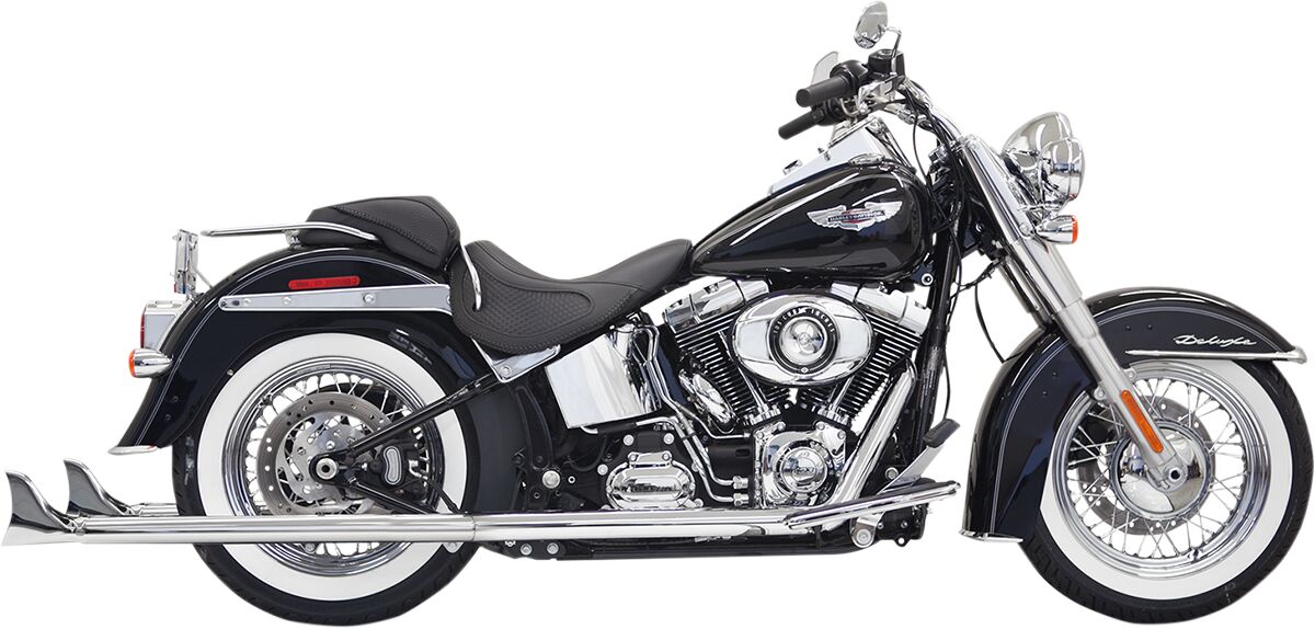 Bassani Xhaust True Duals 36" Long Fishtail Mufflers, Chrome - 07-16 Softail Full Exhaust System Bassani Xhaust