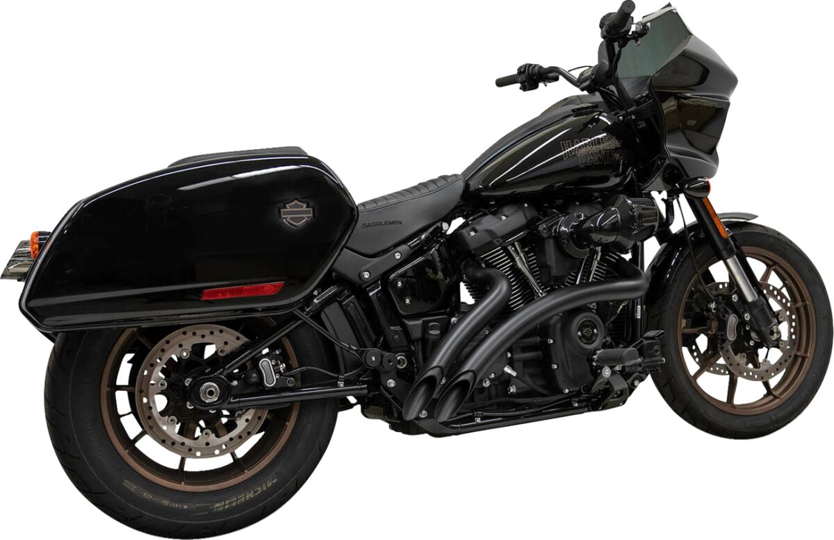 Bassani Xhaust Sweeper Radius Exhaust System, Black - 18-24 Softail Full Exhaust System Bassani Xhaust