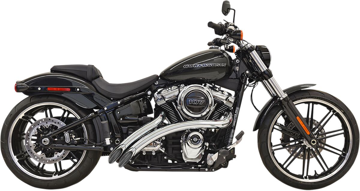 Bassani Xhaust Sweeper Radius Exhaust System, Chrome- 18-24 Softail Full Exhaust System Bassani Xhaust