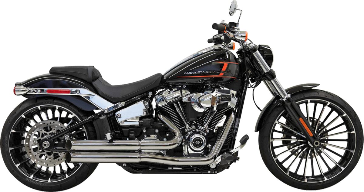 Bassani Xhaust Pro-Street Exhaust System, Chrome - 18-24 Softail Breakout & Fat Boy Full Exhaust System Bassani Xhaust