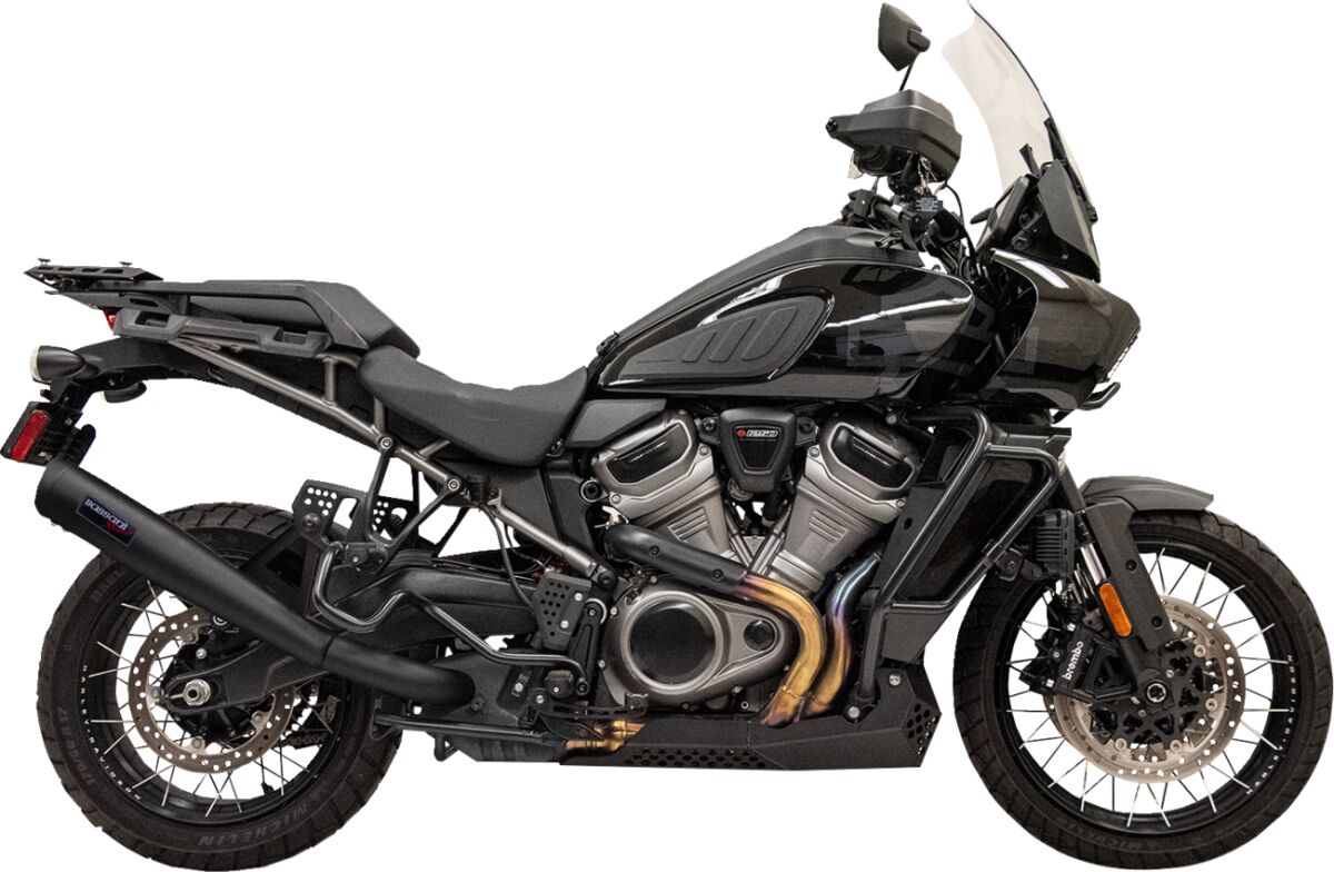 Bassani Xhaust Slip-On Exhaust System, Black - Pan America Full Exhaust System Bassani Xhaust