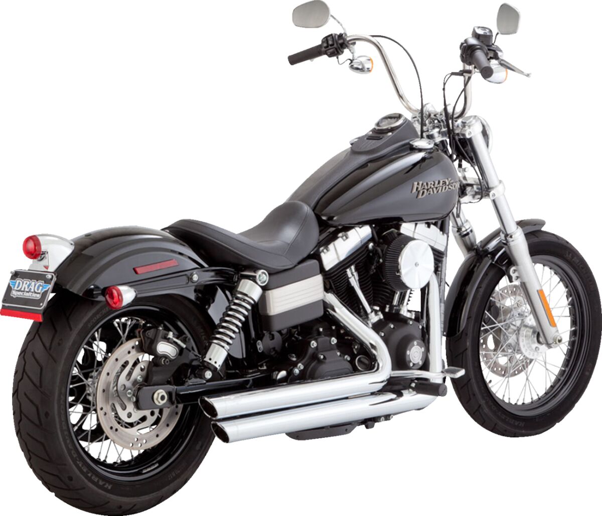 Vance & Hines Big Shots Staggered Exhaust, Chrome - 06-09 Dyna Lock Nut Metric Vance & Hines