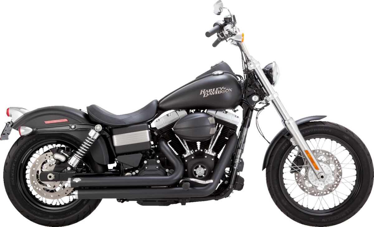 Vance & Hines Big Shots Staggered Exhaust, Black - 06-09 Dyna Full Exhaust System Vance & Hines