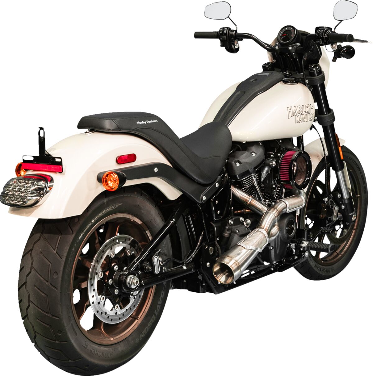 Big Sexy 2:1 Exhaust, Brushed Stainless - 18+ Softail w/ Factory Saddlebags Full Exhaust System Trask Performance
