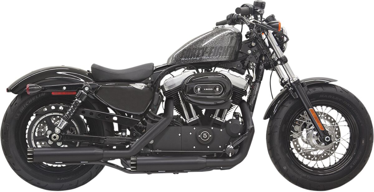 Bassani Xhaust 3" Series Slash Cut Ends Caps, Black Contrast Flutes - 14-20 Sportster Slip-Ons Exhaust Bassani Xhaust