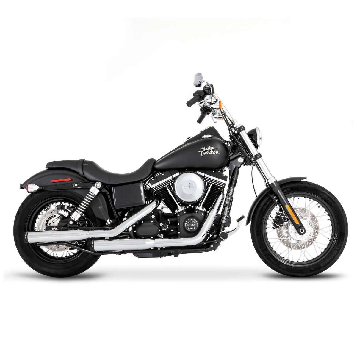 Rinehart Racing Muffler Slip On 3" Chrome W/Black Straight End Caps Slip-Ons Exhaust Rinehart Racing