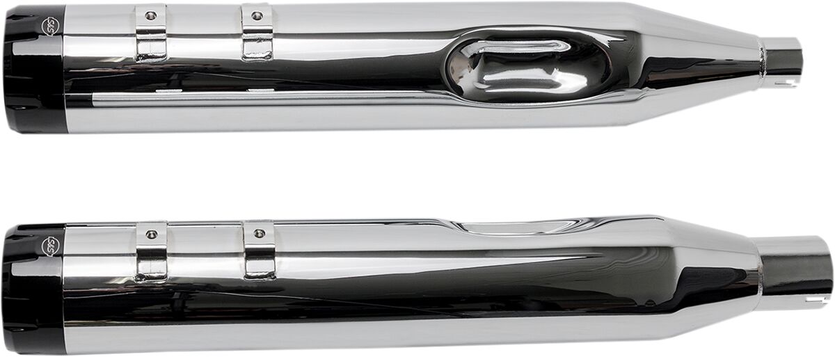 S&S Cycle Muffler 4.5" Slip On Mk45 Black Contrast Cut Thruster End Cap Chrome Body Finish Slip-Ons Exhaust S&S Cycle