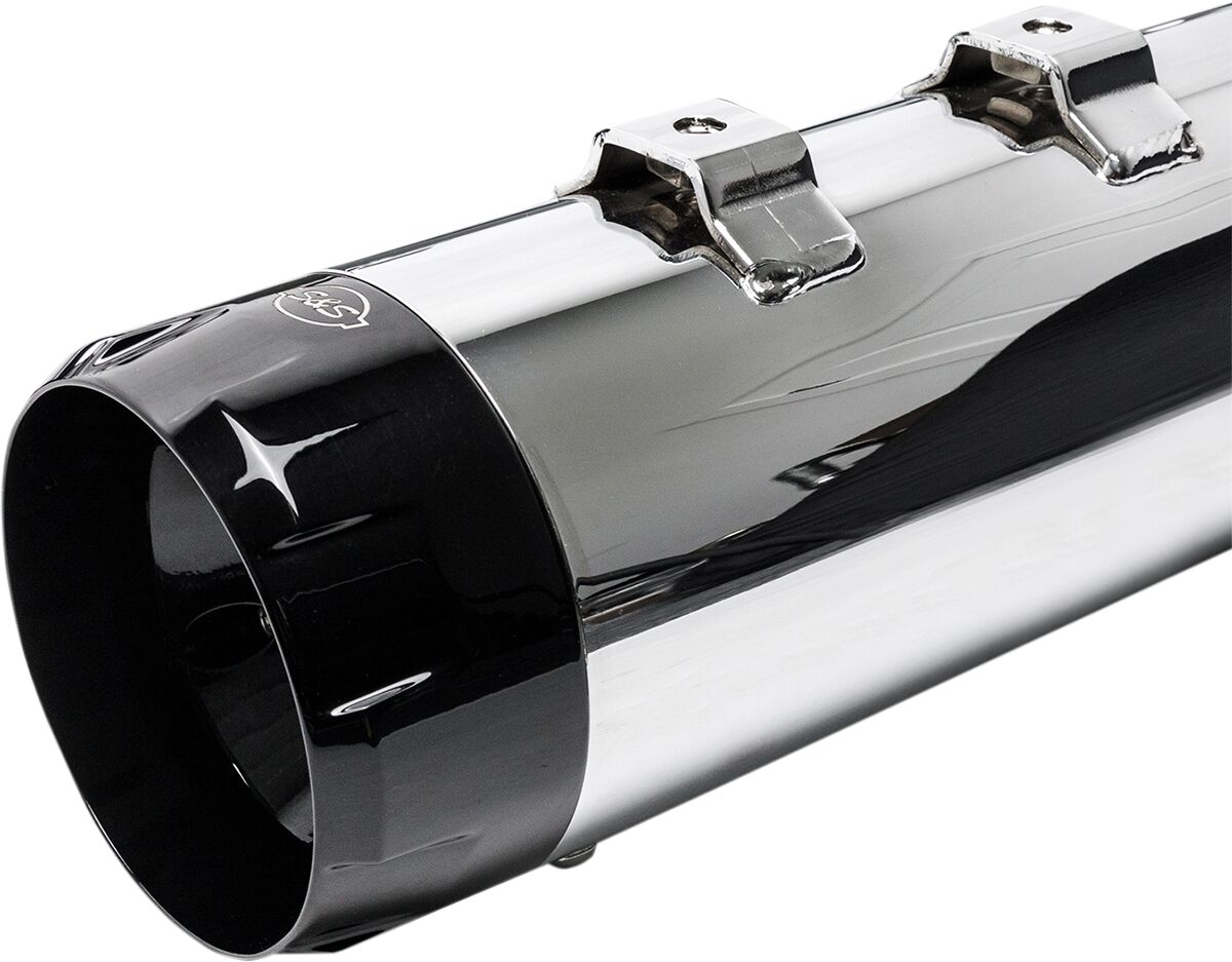 S&S Cycle Muffler 4.5" Slip On Mk45 Black Contrast Cut Thruster End Cap Chrome Body Finish Slip-Ons Exhaust S&S Cycle