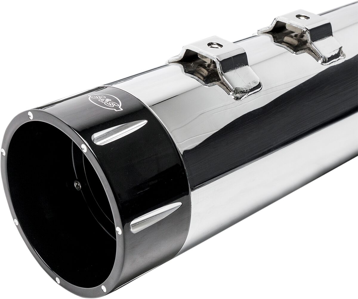 S&S Cycle Muffler 4.5" Slip On Mk45 Black Contrast Cut Tracer End Cap Chrome Body Finish Slip-Ons Exhaust S&S Cycle