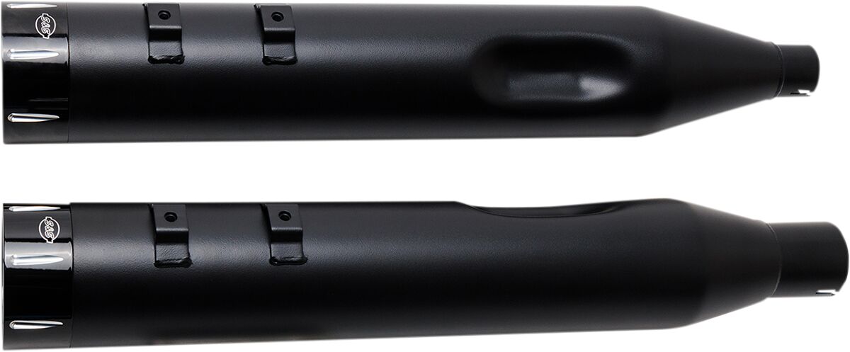 S&S Cycle Muffler 4.5" Slip On Mk45 Black Contrast Cut Tracer End Cap Jet Hot Black Body Finish Slip-Ons Exhaust S&S Cycle