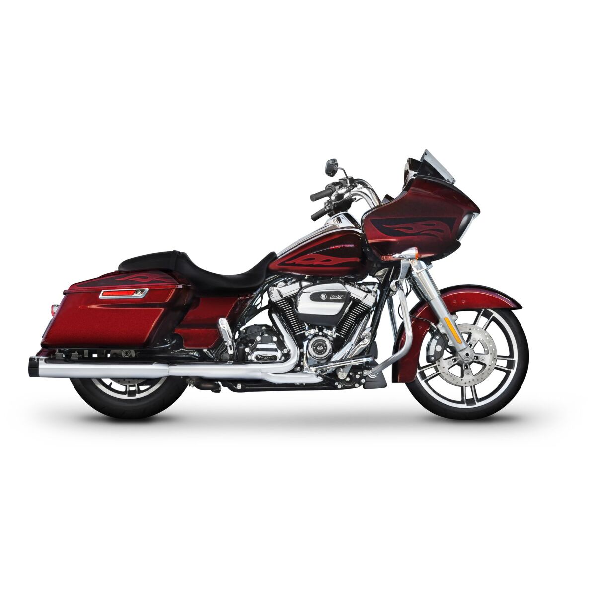 Rinehart Racing Muffler Slip On 4" Chrome W/Black End Caps Slip-Ons Exhaust Rinehart Racing