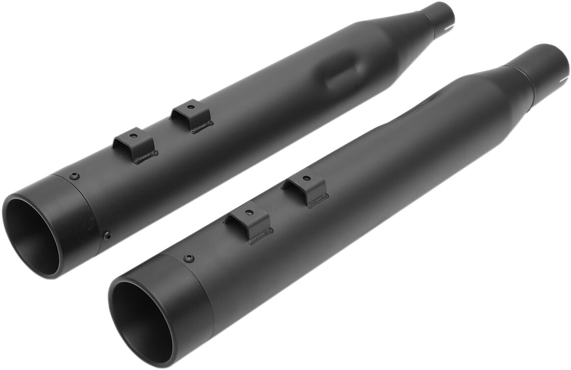 Drag Specialties Mufflers Slip On 4" Black W/Black Billet End Caps Slip-Ons Exhaust Drag Specialties