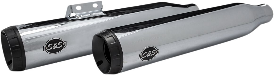 S&S Cycle Grand National 4" Ec Slip On Mufflers Chrome/Black Slip-Ons Exhaust S&S Cycle