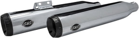S&S Cycle Grand National 4" Ec Slip On Mufflers Chrome/Black Slip-Ons Exhaust S&S Cycle
