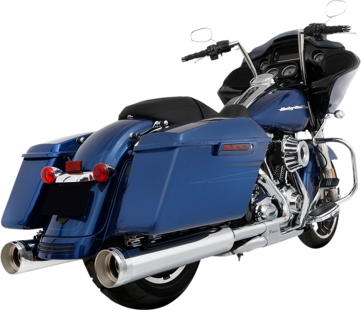 Rinehart Racing Muffler Slip On 4.5" Dbx45 Chrome W/Chrome Tradition End Cap Slip-Ons Exhaust Rinehart Racing