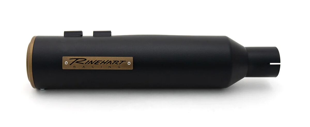 Rinehart Racing 4.5" Hp45 Slip On Muffler Black W/Bronze End Cap & Badge Slip-Ons Exhaust Rinehart Racing