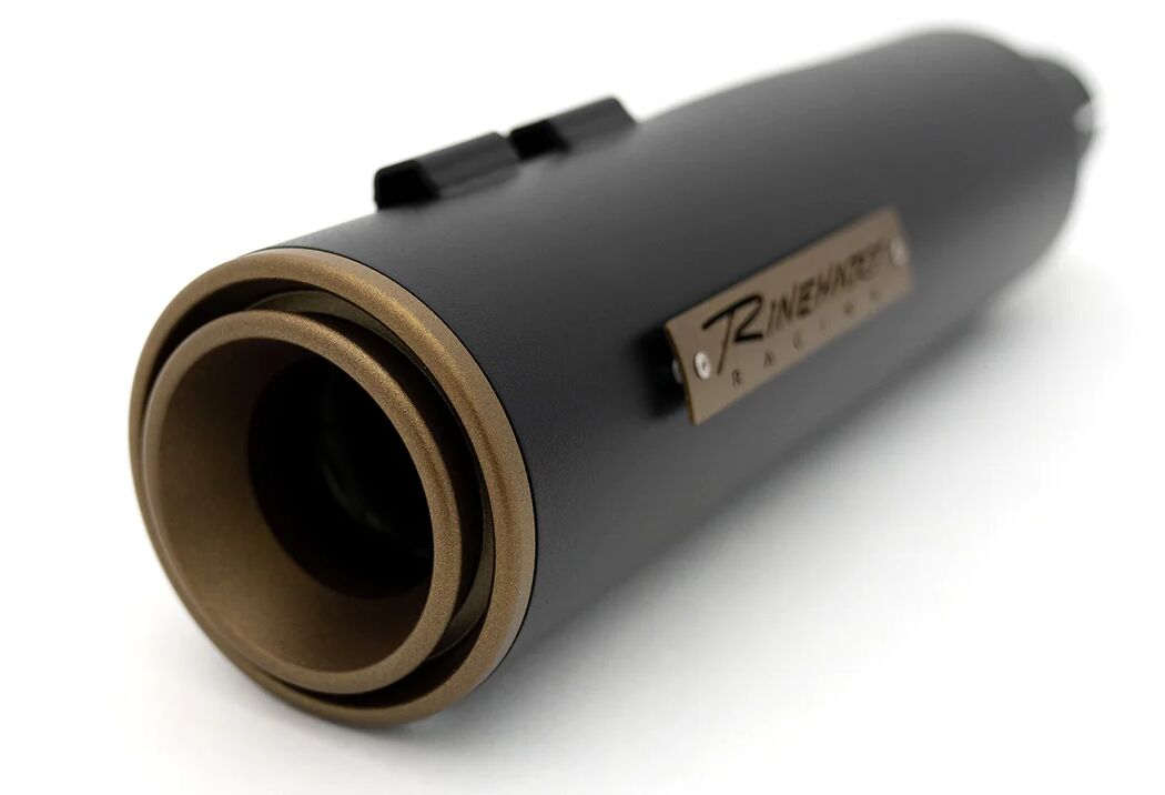 Rinehart Racing 4.5" Hp45 Slip On Muffler Black W/Bronze End Cap & Badge Slip-Ons Exhaust Rinehart Racing