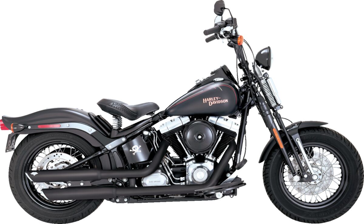 Vance & Hines Slip-On Twin Slash 3", Black - 91-09 Softail (Deluxe/Slim/Crossbone) Exhaust Slip-Ons And Mufflers Vance & Hines