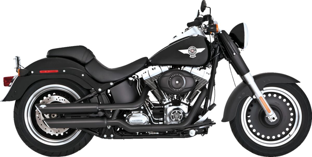 Vance & Hines Slip-On Twin Slash 3", Black - 07-09 Softail (Fat Boy) Slip-Ons Exhaust Vance & Hines
