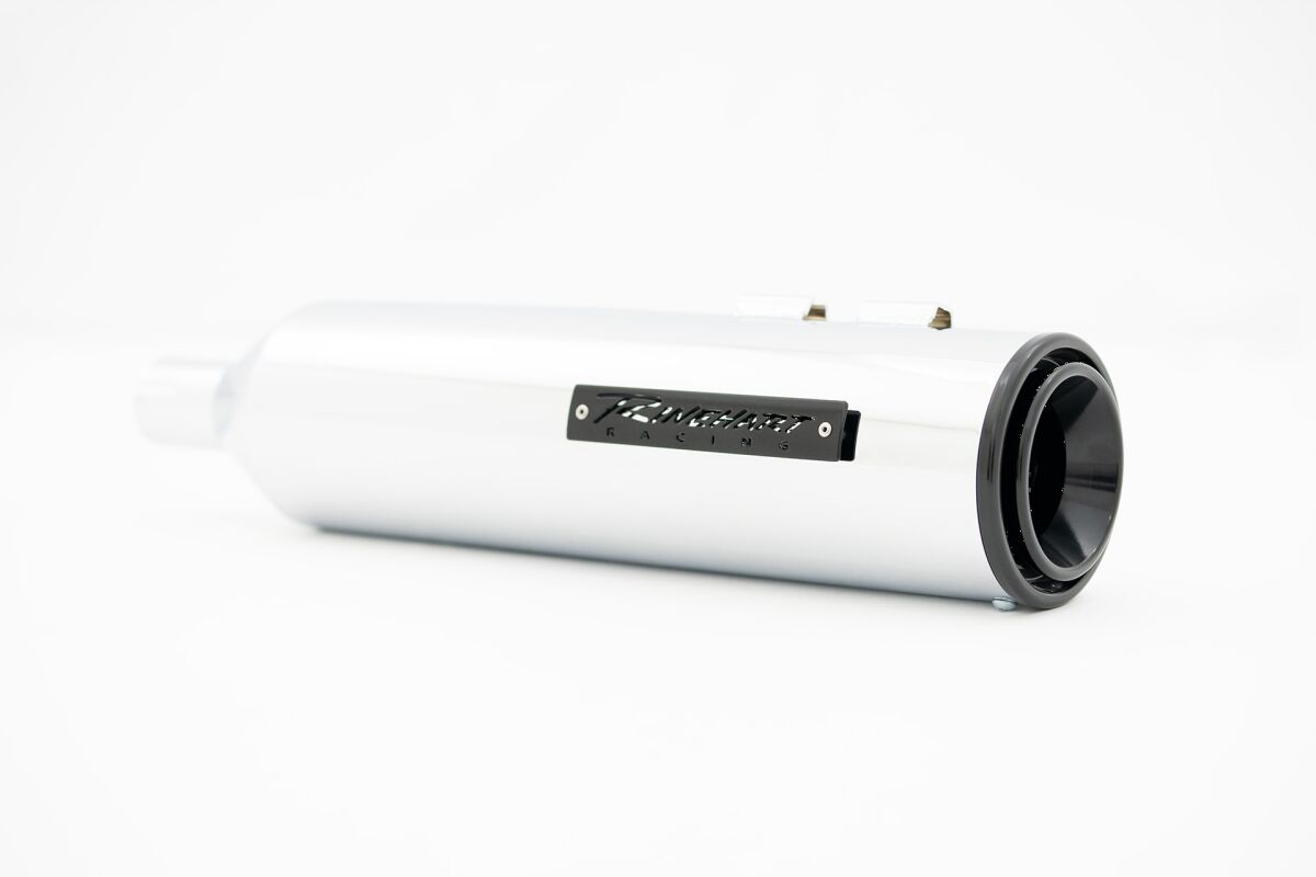 Rinehart Racing 4.5" Hp45 Slip On Muffler Chrome W/Black End Cap & Badge Slip-Ons Exhaust Rinehart Racing
