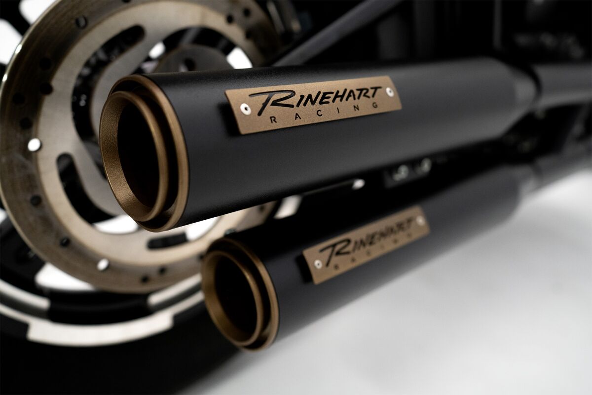 Rinehart Racing 3.5" Hp35 Slip On Muffler Black W/Bronze End Cap & Badge Slip-Ons Exhaust Rinehart Racing