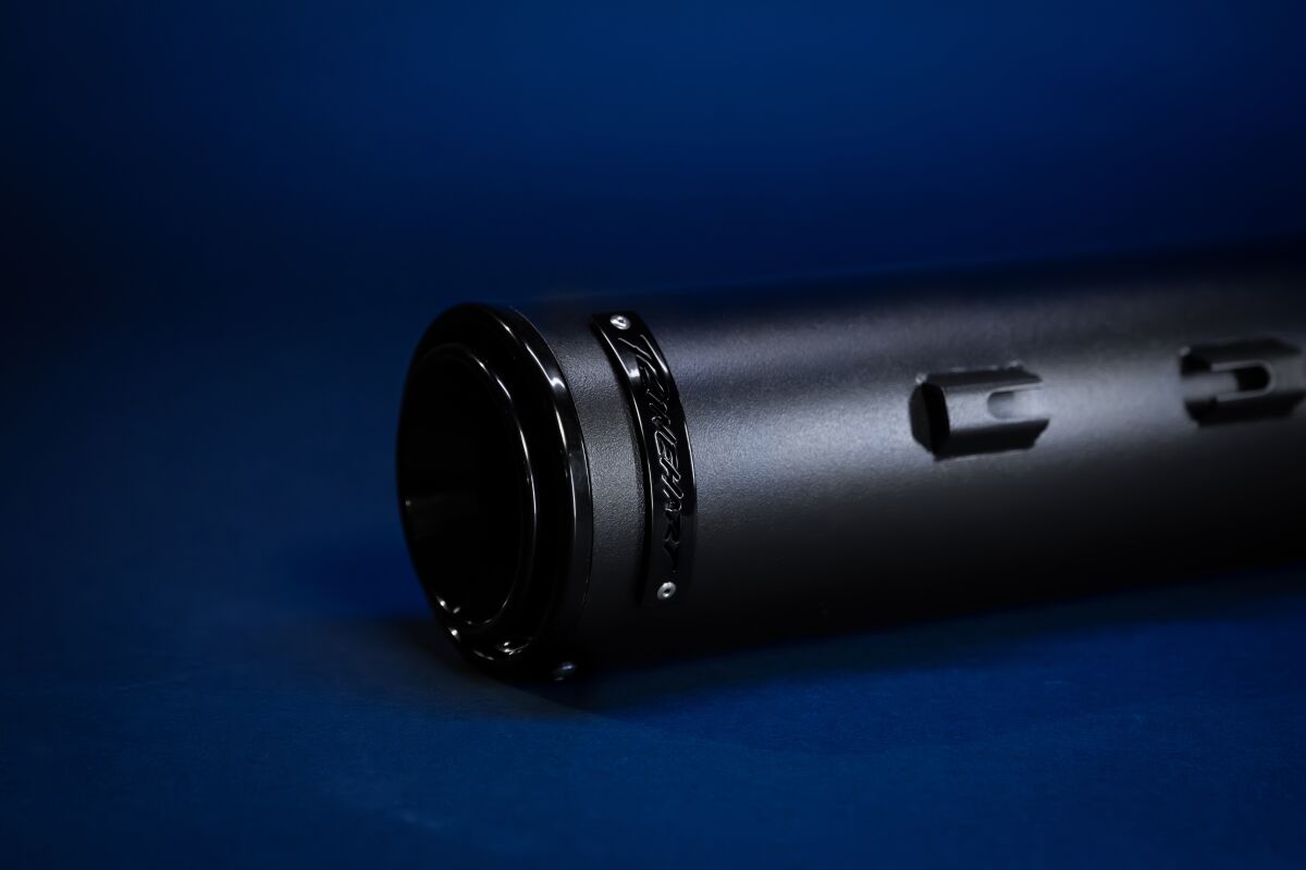 Rinehart Racing 4.5" Hp45 Slip On Muffler Black W/Black End Cap & Badge Midnight Slip-Ons Exhaust Rinehart Racing