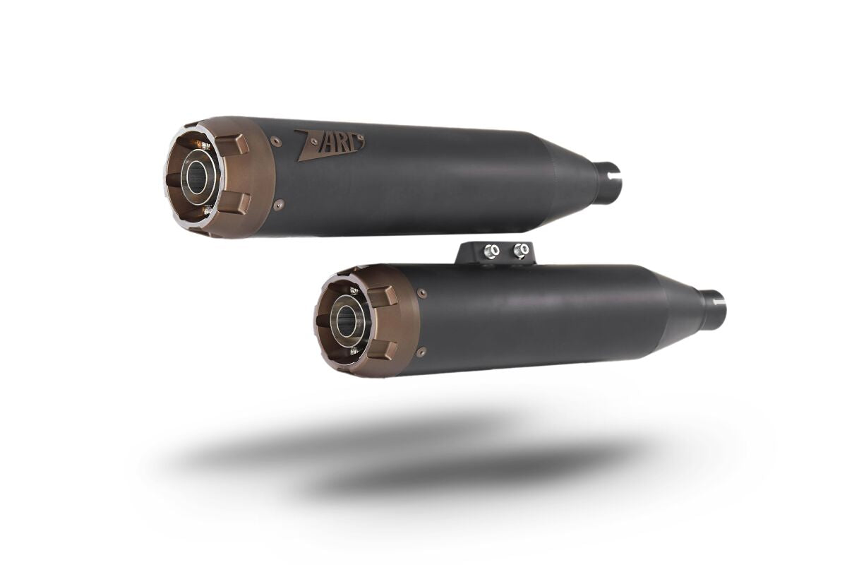 Zard Overlapped Slip On Muffler Hd Softail M8 Black/Bronze E4/E5 Slip-Ons Exhaust Zard