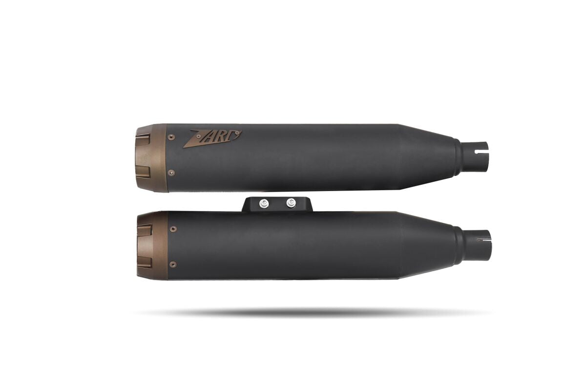 Zard Overlapped Slip On Muffler Hd Softail M8 Black/Bronze E4/E5 Slip-Ons Exhaust Zard