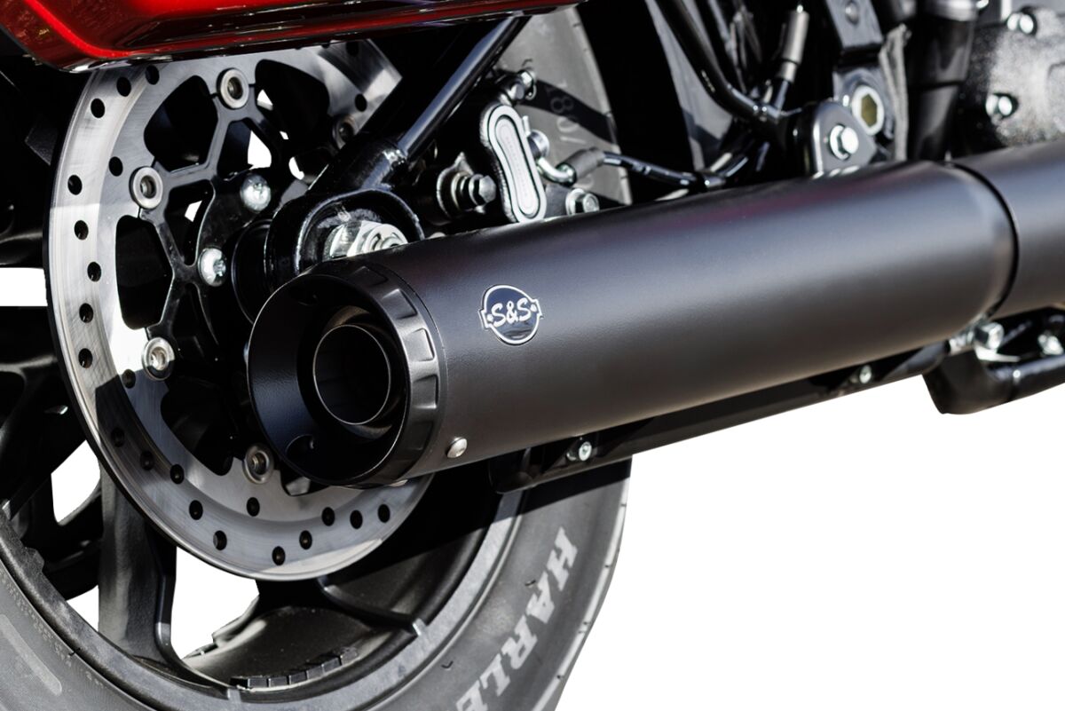 S&S Cycle Grand National 4.0" Ec Slip On Mufflers Black/Black Slip-Ons Exhaust S&S Cycle