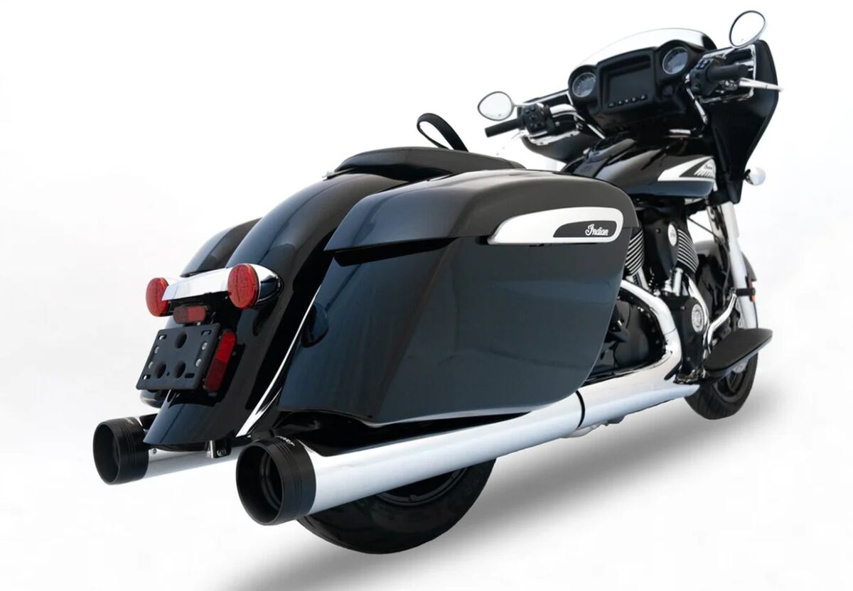 Rinehart Racing 4.5" Motopro45 Slip On Muffler For Indian Chrome W/Black End Cap Slip-Ons Exhaust Rinehart Racing