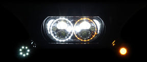 TruBeam Led Headlamp With Auxiliary Turn Signals, Black - 15+ Road Glide Headlight Custom Dynamics