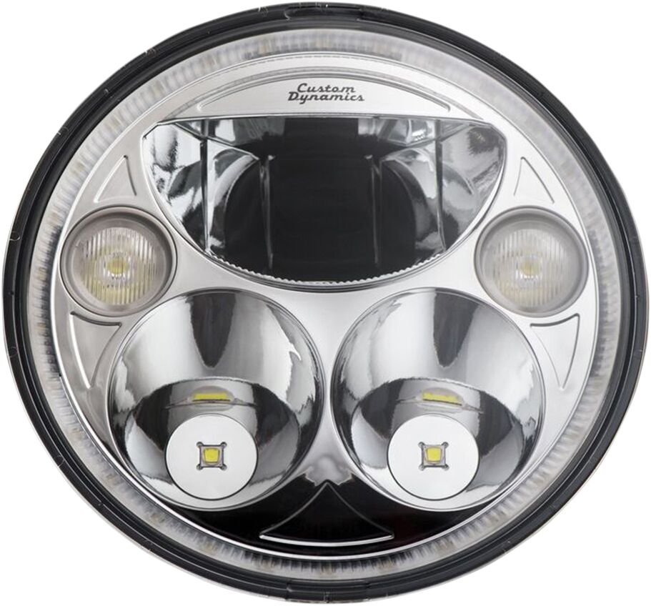 Custom Dynamics TruBeam 7'' Headlight Led, Chrome - 15+ Indian Headlight Custom Dynamics