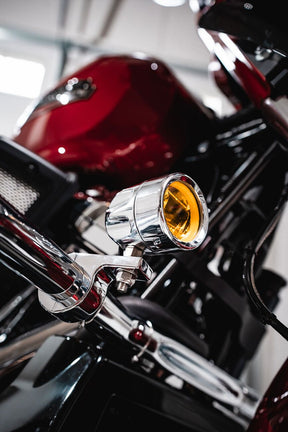 ProBeam Auxiliary LED Halo Fog Lamps, Chrome & Yellow Lens - 14+ Touring Auxiliary Light Custom Dynamics