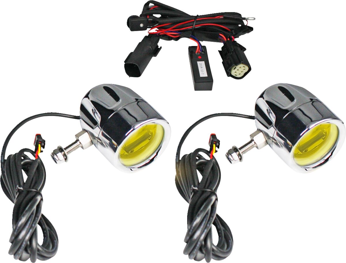 Custom Dynamics ProBeam Auxiliary LED Halo Fog Lamps, Chrome & Yellow Lens - 14+ Touring Headlight Custom Dynamics