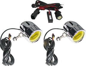 Custom Dynamics ProBeam Auxiliary LED Halo Fog Lamps, Chrome & Yellow Lens - 14+ Touring Headlight Custom Dynamics