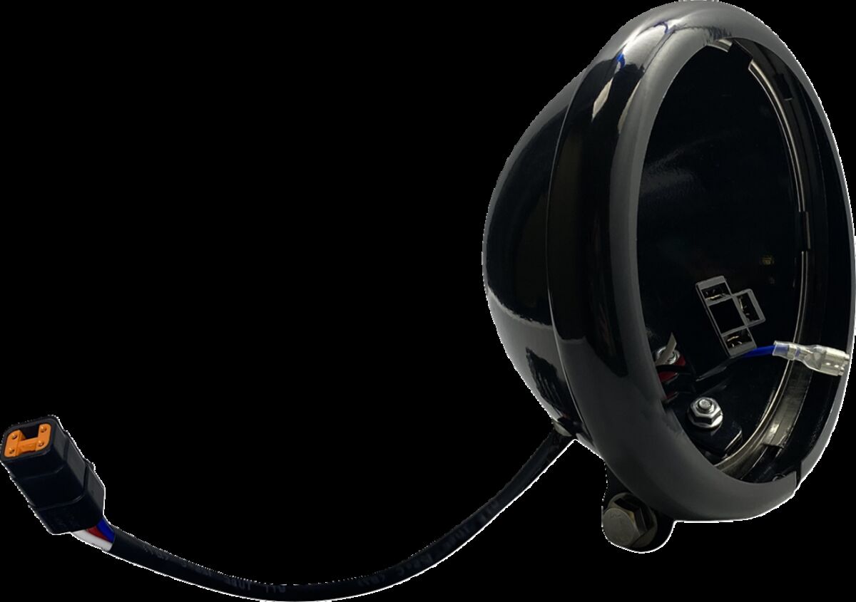 Custom Dynamics 5.75" Headlght Bucket With Wire Adapter, Gloss Black - 18+ Softail Headlight Custom Dynamics