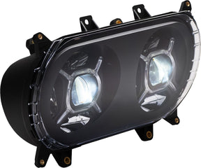 Double-X LED Headlight, Black - 15+ Road Glide Headlight Custom Dynamics