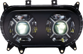 Double-X LED Headlight, Black - 15+ Road Glide Headlight Custom Dynamics