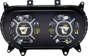 Double-X LED Headlight, Black - 15+ Road Glide Headlight Custom Dynamics
