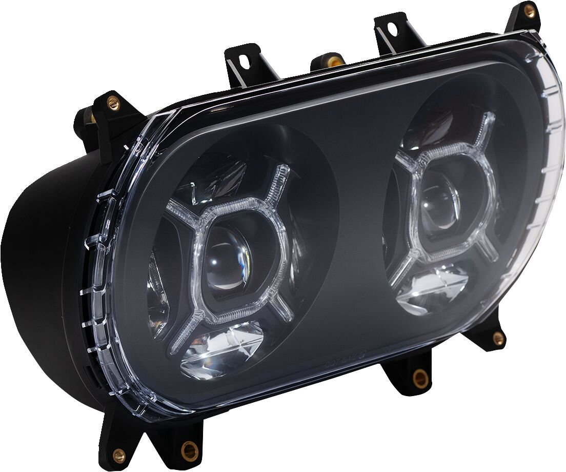 Double-X LED Headlight, Black - 15+ Road Glide Headlight Custom Dynamics