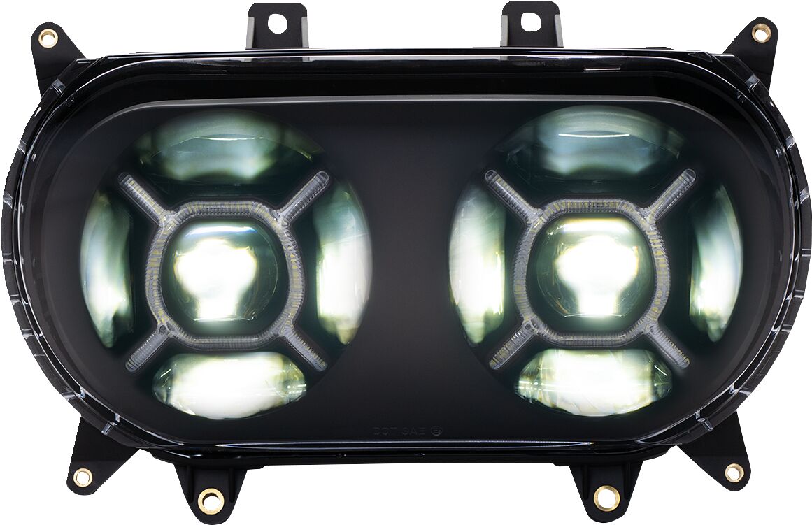 Custom Dynamics Double-X LED Headlight, Black - 15+ Road Glide Headlight Custom Dynamics