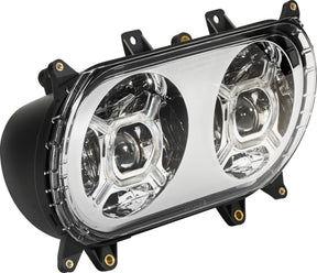 Double-X LED Headlight, Chrome - 15+ Road Glide Headlight Custom Dynamics