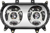 Custom Dynamics Double-X LED Headlight, Chrome - 15+ Road Glide Headlights Custom Dynamics